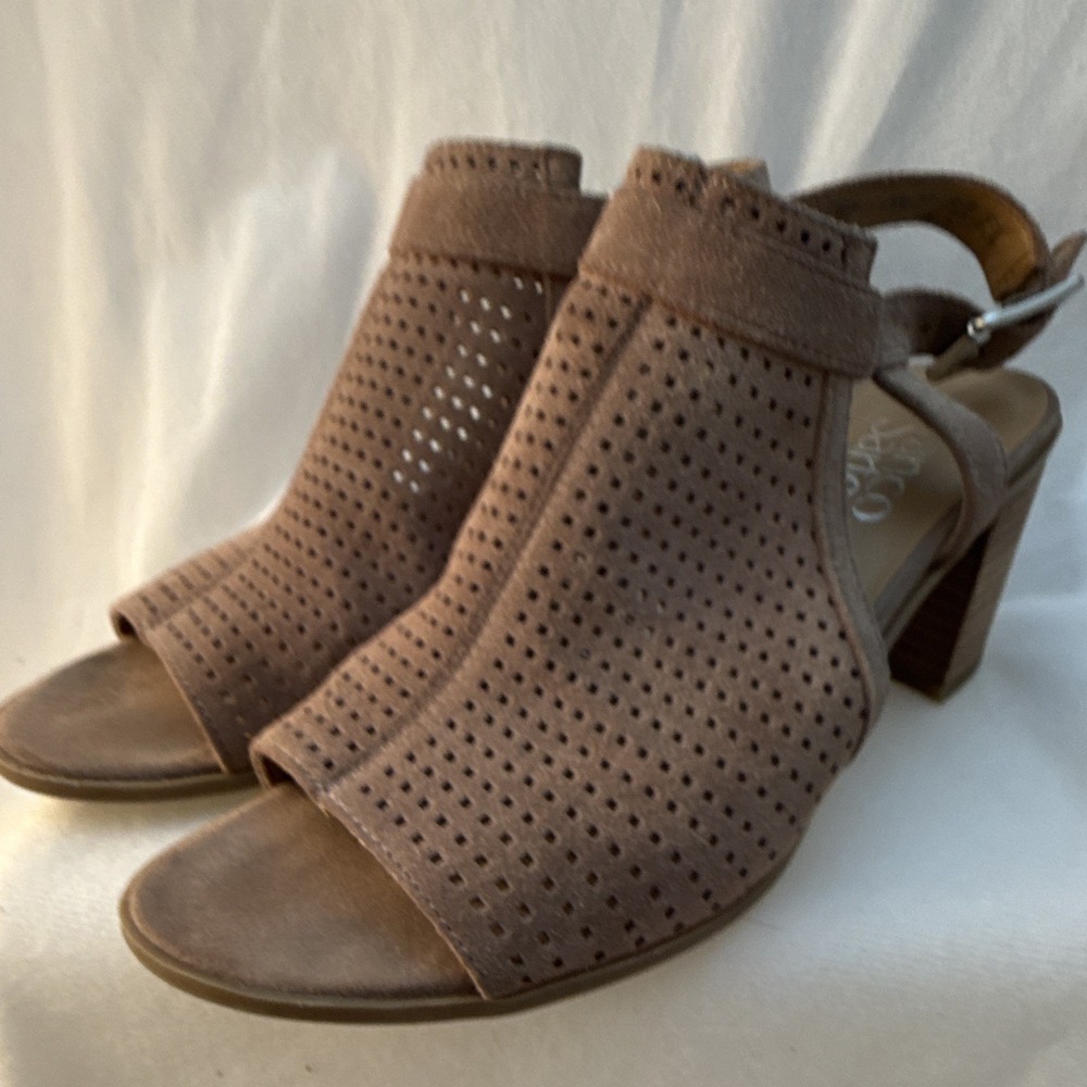 FRANCO SARTO HARLET 2 LEATHER Mule adjustable strap 3in stack heel 8M